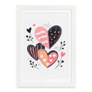Motif Coeur Motif Coeur Cadeau d’amour de la Saint-Valentin - Affiche encadrée (27 × 37 cm) - blanc - Devant