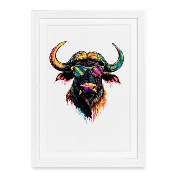 Buffle du Cap Buffalo Safari Buffle d’Afrique - Affiche encadrée (27 × 37 cm) - blanc - Devant