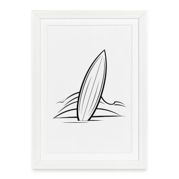Dessin de planche de surf - Affiche encadrée (27 × 37 cm) - blanc - Devant