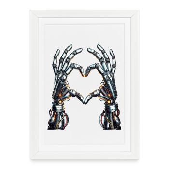 Robot Heart Hands - Cyborg Lovehands - Framed poster (27 × 37 cm) - white - Front
