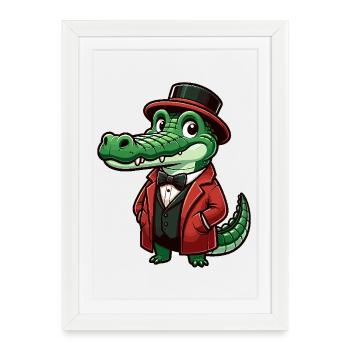 Crocodile Russe en Russe Crocodiles Russes - Affiche encadrée (27 × 37 cm) - blanc - Devant