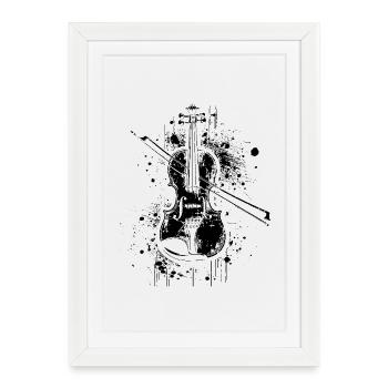 Dessin de violon - Affiche encadrée (27 × 37 cm) - blanc - Devant