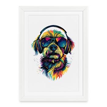 Maltais Petit Chien Maltais Amour Doux Maltais - Affiche encadrée (27 × 37 cm) - blanc - Devant