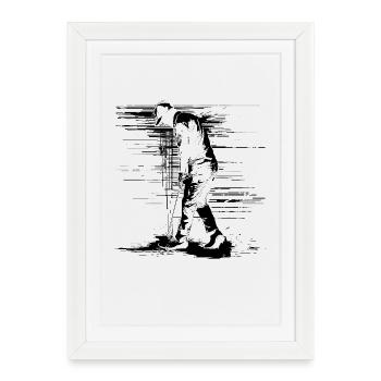 Dessin du golfeur - Affiche encadrée (27 × 37 cm) - blanc - Devant