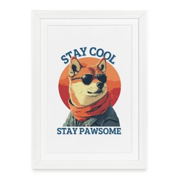 Shiba Inu Chien - Affiche encadrée (27 × 37 cm) - blanc - Devant