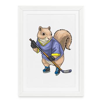 Bâton de hockey sur glace Squirrel - Affiche encadrée (27 × 37 cm) - blanc - Devant