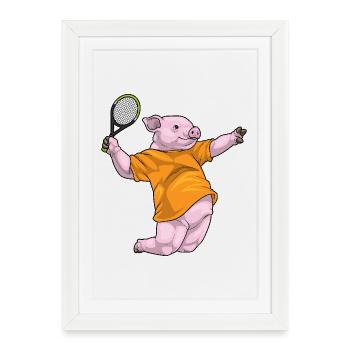 Raquette de tennis Pig - Affiche encadrée (27 × 37 cm) - blanc - Devant