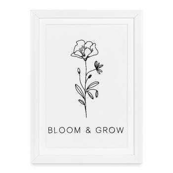 Floraison et croissance Design floral minimaliste - Affiche encadrée (27 × 37 cm) - blanc - Devant