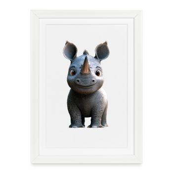 Rhino Rhinoceros Africa Safari Rhinos Rhino - Framed poster (27 × 37 cm) - white - Front