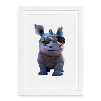 Rhino Rhinoceros Africa Safari Rhinos Rhino - Framed poster (27 × 37 cm) - white - Front