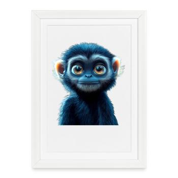Gibbon Monkey Whitehand Gibbon Monkey Cute Lar Gibbons - Framed poster (27 × 37 cm) - white - Front