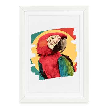 Perroquet Rétro - Affiche encadrée (27 × 37 cm) - blanc - Devant