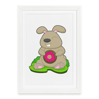 Beignet lapin - Affiche encadrée (27 × 37 cm) - blanc - Devant