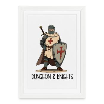 Donjons et Chevaliers – Croisé des dessins animés - Affiche encadrée (27 × 37 cm) - blanc - Devant