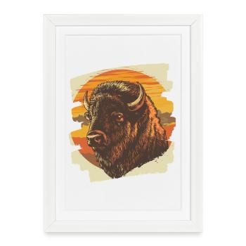 Bison - Affiche encadrée (27 × 37 cm) - blanc - Devant
