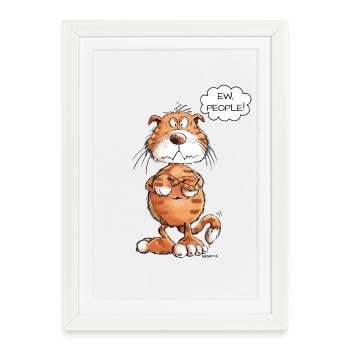 Grumpy Ew People Red Cat Saying Cats - Framed poster (27 × 37 cm) - white - Front