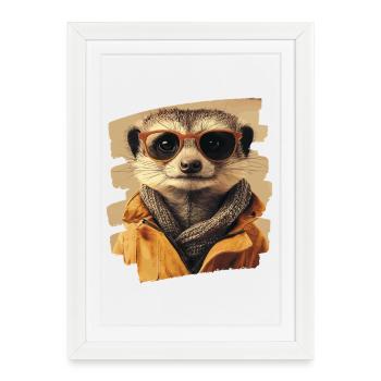 Suricate - Affiche encadrée (27 × 37 cm) - blanc - Devant