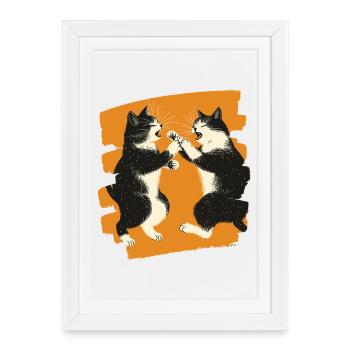 Japanese Cats Fight - Framed poster (27 × 37 cm) - white - Front