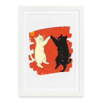 Japanese Cats Fight - Framed poster (27 × 37 cm) - white - Front