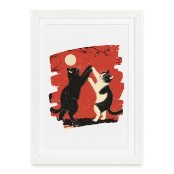 Japanese Cats Fight - Framed poster (27 × 37 cm) - white - Front
