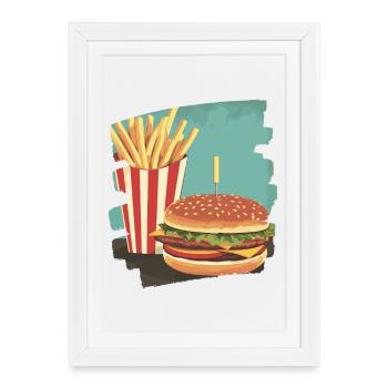 Burgers et frites rétro - Affiche encadrée (27 × 37 cm) - blanc - Devant