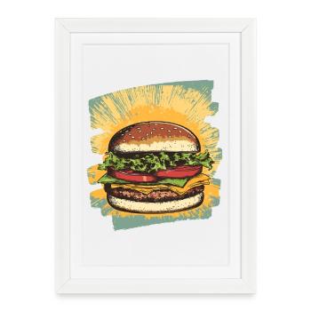 Burger Rétro - Affiche encadrée (27 × 37 cm) - blanc - Devant