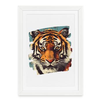 Tigre Rétro - Affiche encadrée (27 × 37 cm) - blanc - Devant