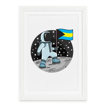 Astronaut Flag Bahamas - Framed poster (27 × 37 cm) - white - Front