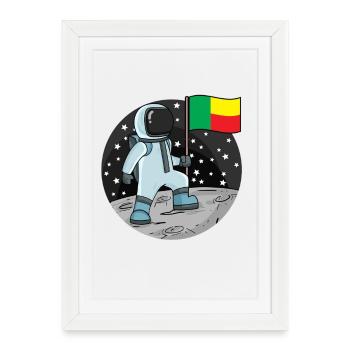 Drapeau astronaute Bénin - Affiche encadrée (27 × 37 cm) - blanc - Devant