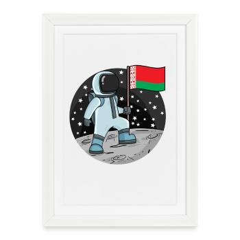 Astronaut Flag Belarus - Framed poster (27 × 37 cm) - white - Front