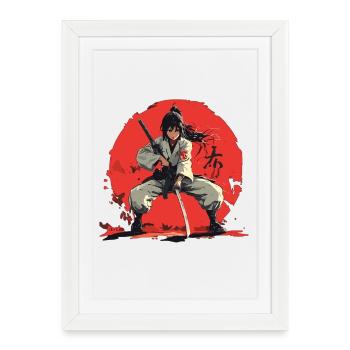 Conception de la Katana Swordswoman - Affiche encadrée (27 × 37 cm) - blanc - Devant