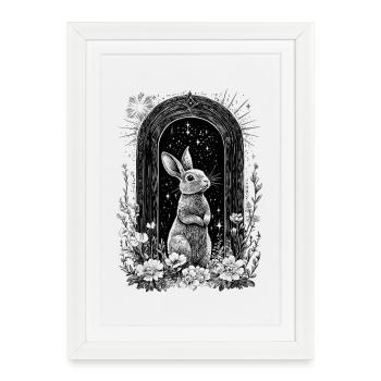 Motif Lapin Boho Lapin Printemps Bohème Cottagecore - Affiche encadrée (27 × 37 cm) - blanc - Devant