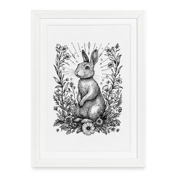 Cottagecore Boho Bunny Bunny Motif Spring Bohemian - Framed poster (27 × 37 cm) - white - Front