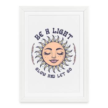 Boho Sun Bohemian Spirituality Sun Face - Framed poster (27 × 37 cm) - white - Front