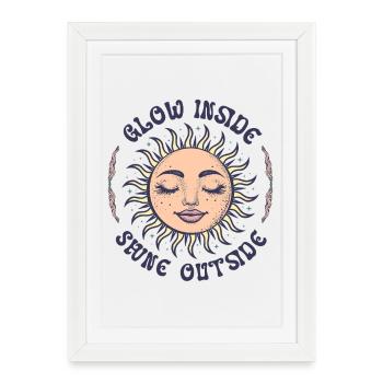 Sun Face Bohemian Spirituality Boho Sun - Framed poster (27 × 37 cm) - white - Front
