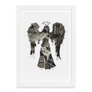 Grunge Angel Collage - Urban Art - Framed poster (27 × 37 cm) - white - Front