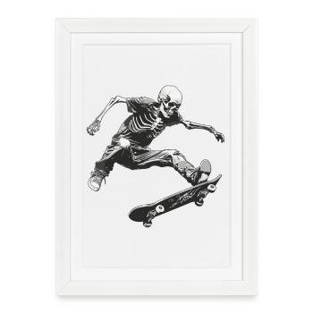 Skater Skeleton Design - Framed poster (27 × 37 cm) - white - Front
