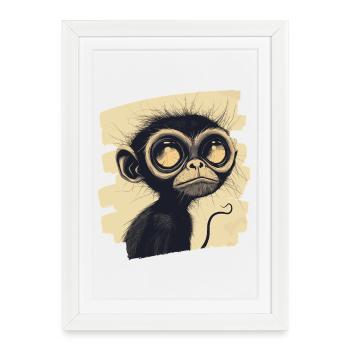 Singe - Affiche encadrée (27 × 37 cm) - blanc - Devant