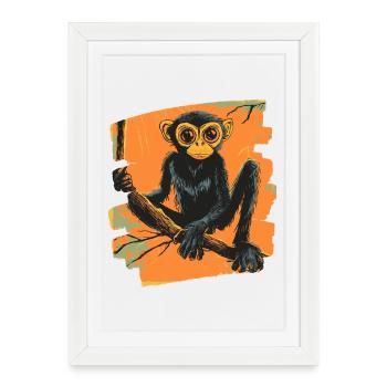 Spider Monkey Retro - Framed poster (27 × 37 cm) - white - Front