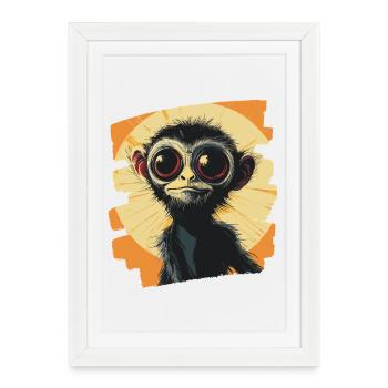 Singe - Affiche encadrée (27 × 37 cm) - blanc - Devant