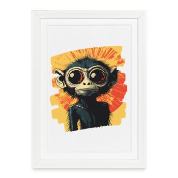 Spider Monkey Retro - Framed poster (27 × 37 cm) - white - Front