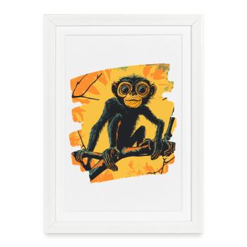 Singe - Affiche encadrée (27 × 37 cm) - blanc - Devant