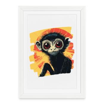 Spider Monkey Retro - Framed poster (27 × 37 cm) - white - Front