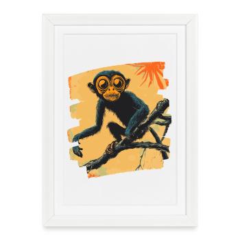 Singe - Affiche encadrée (27 × 37 cm) - blanc - Devant
