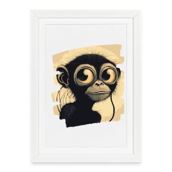 Singe - Affiche encadrée (27 × 37 cm) - blanc - Devant