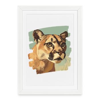 Lion de montagne Rétro - Affiche encadrée (27 × 37 cm) - blanc - Devant