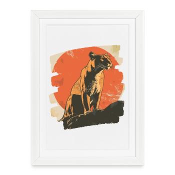 Lion de montagne Rétro - Affiche encadrée (27 × 37 cm) - blanc - Devant