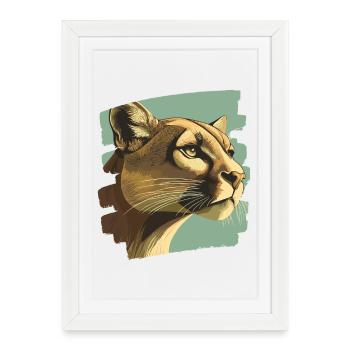 Lion de montagne Rétro - Affiche encadrée (27 × 37 cm) - blanc - Devant