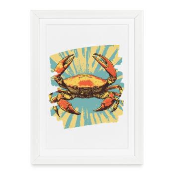 Crabe Rétro - Affiche encadrée (27 × 37 cm) - blanc - Devant
