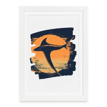 Raies Manta Rétro - Affiche encadrée (27 × 37 cm) - blanc - Devant